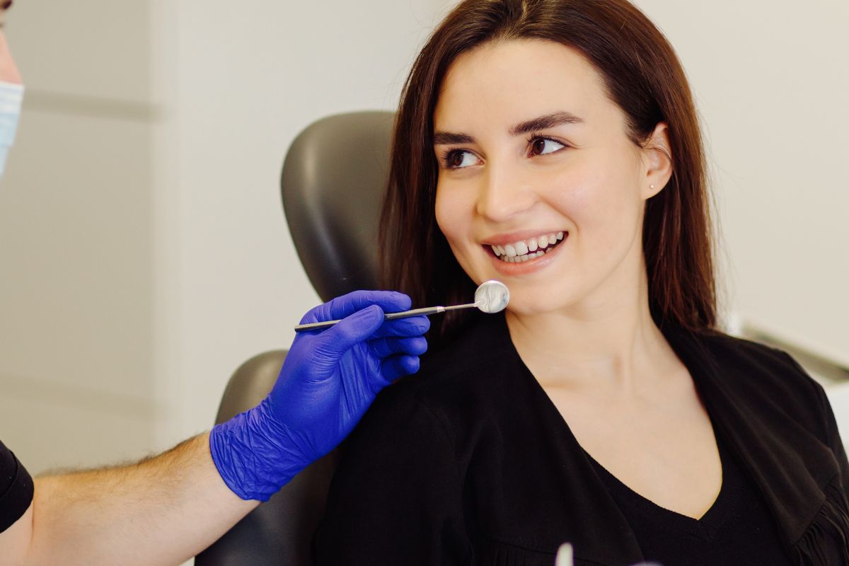 Patient smiling after cosmetic dentistry.