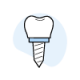 Dental implant icon showing a tooth implant with crown and root post.