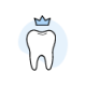 Tooth icon with crown symbol representing premium cosmetic dental treatment.