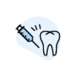 Syringe and tooth icon representing sedation dentistry treatment options.